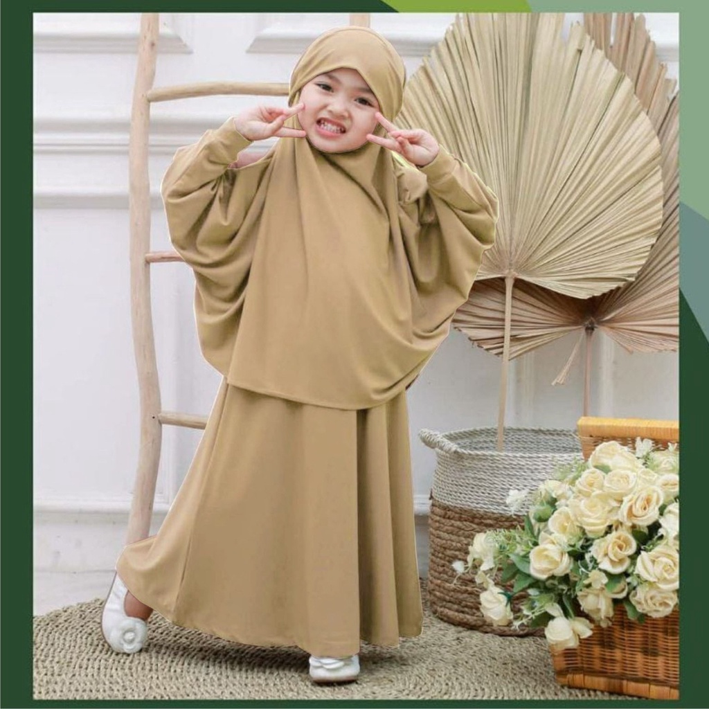 Aisyah Kids Gamis Anak Perempuan Set Hijab French Khimar Usia 5-7 Tahun Bisa Bayar Ditempat COD