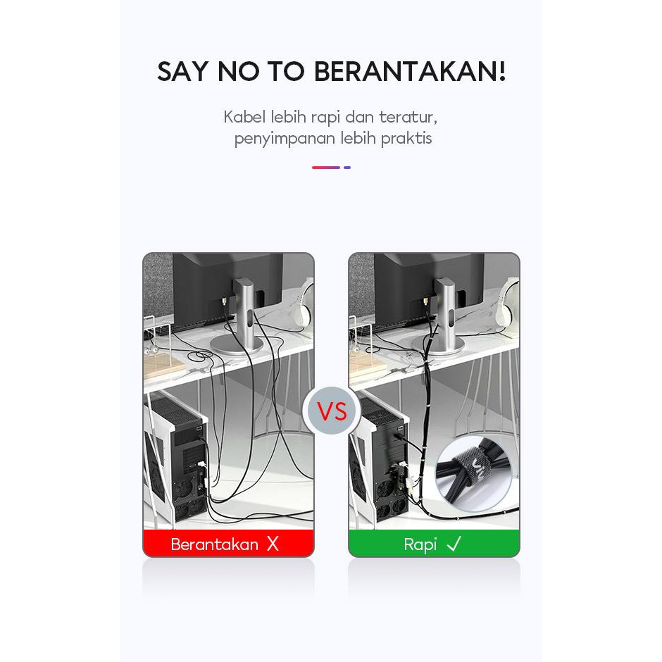 Baseus Cable Organizer Pengikat Kabel clip Velcro Wire Winder - satu meter merek vivan