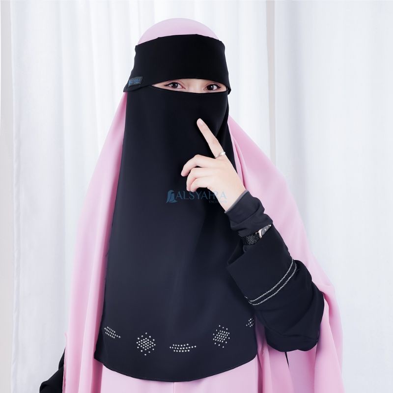 Niqab Poni Mediterania Sifon Silk Jetblack Alsyahra Exclusive