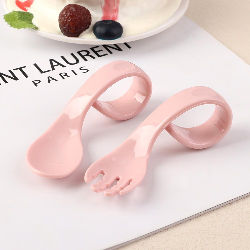 Wonder Twist Fork Spoon Suit Curved Antislip Utensils Set Peralatan Makan Portable Bayi