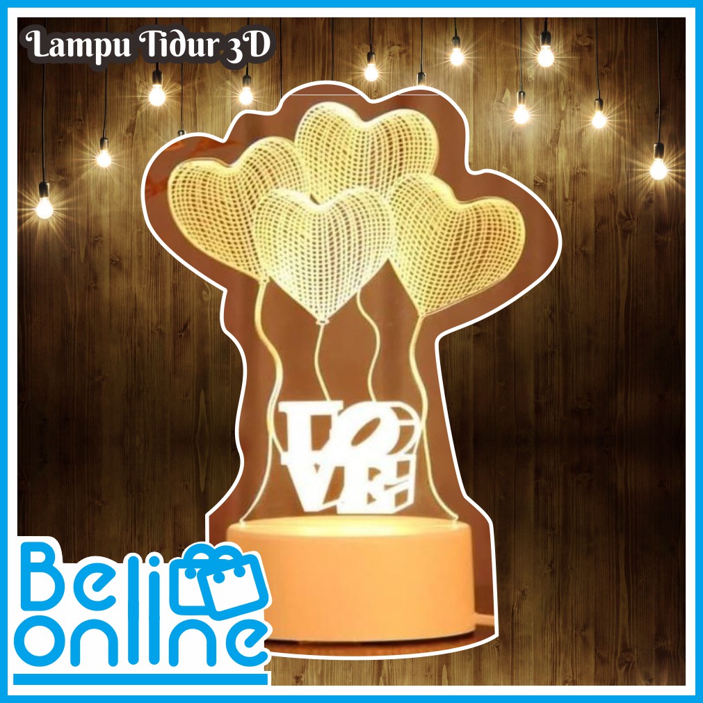 Lampu Tidur 3D Karakter / Lampu Hias Tidur Led / Lampu Dekorasi Lafadz Allah - Boneka - Menara - dll