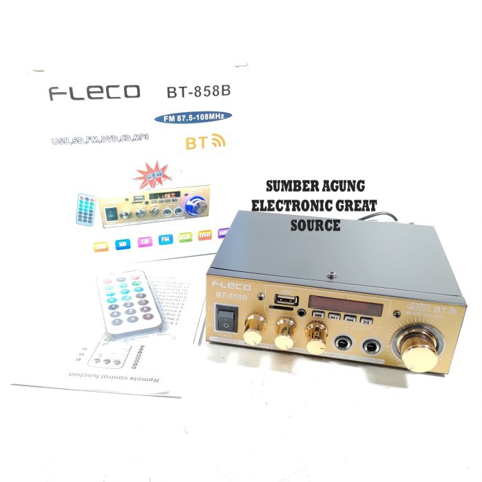 Fleco Ampli BT858B 858B Amplifier USB SD FM MP3 Bluetooth Wireless