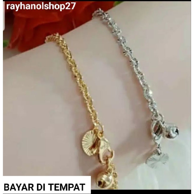 GELANG TANGAN TITANIUM LAPIS EMAS 22K Anti karat tersedia warna gold dan silver motif Nuri Ukir