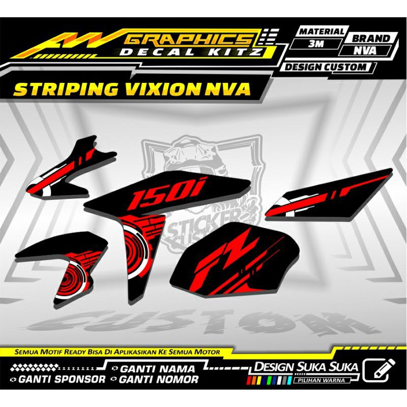 STRIPING STICKER MOTOR VIXION NVA FZ 150 MERAH SIMPLE