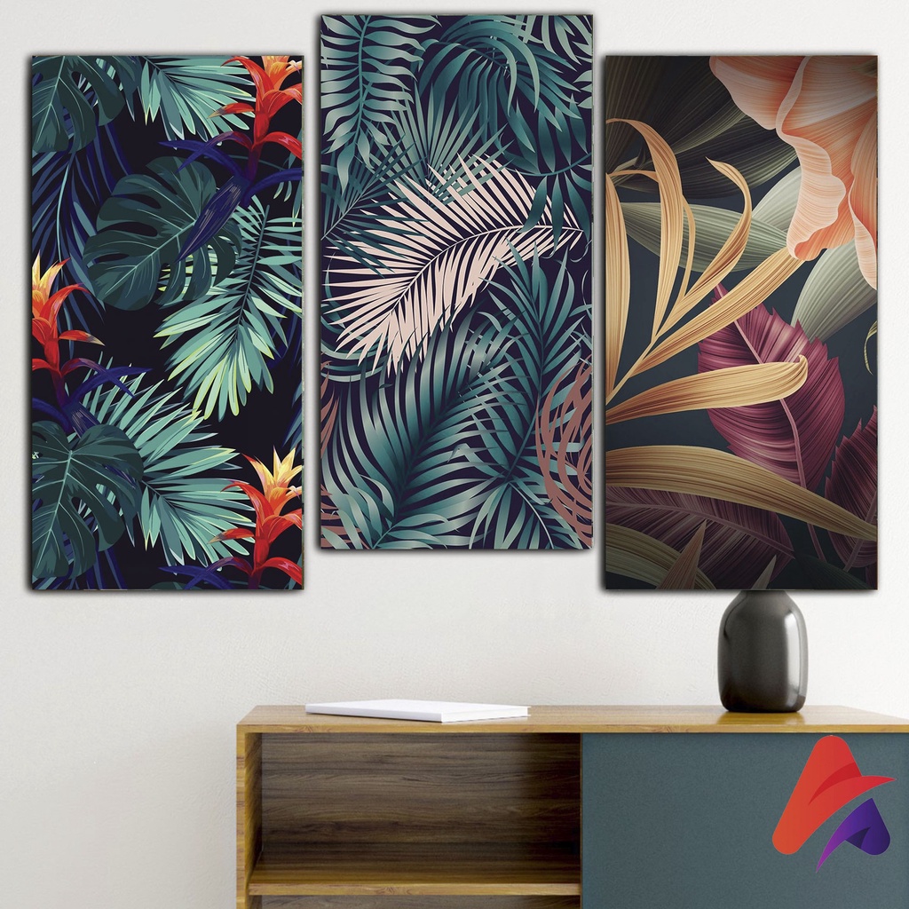HIASAN DINDING TROPICAL PAJANGAN APOLITO ( 15X30 CM ) WALL DECOR  DEKORASI DINDING KAMAR DINDING RUMAH BUNGA TROPICAL FLORAL DAUN TROPICAL