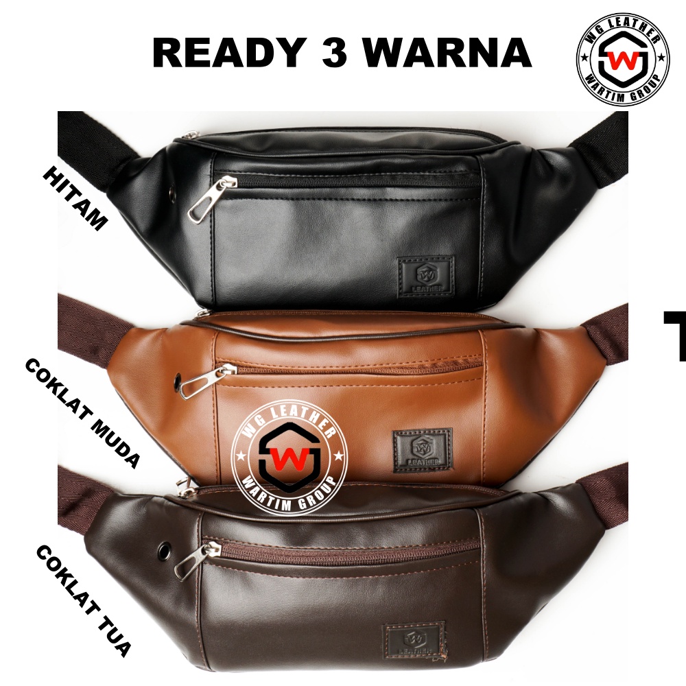 GROSIR KONVEKSI Tas Waist Bag Pria Tas Selempang - Tas Pria Original WG LEATHER Kulit Sintetis Kualitas Impor Terbaru 2022 Model Kekinian Cocok untuk Kado Ultah Cowok