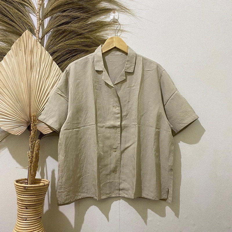 Thrift Kemeja Blouse Atasan Wanita Motif Polos Vintage - Batch 37 (B2-153 s/d B2-192)-B2-176