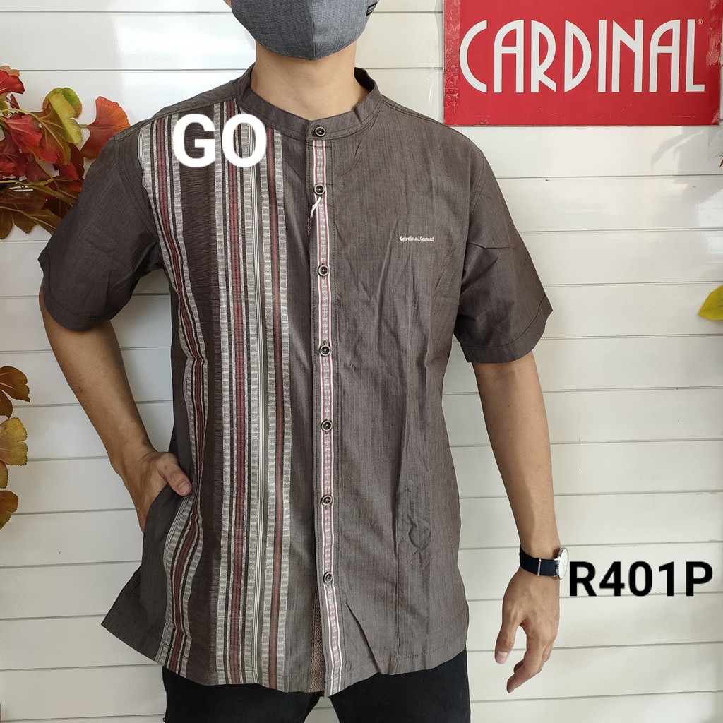 gof L CARDINAL KEMEJA KOKO Taqwa Pakaian Pria Original Baju Muslim Salur Lengan Pendek Kekinian