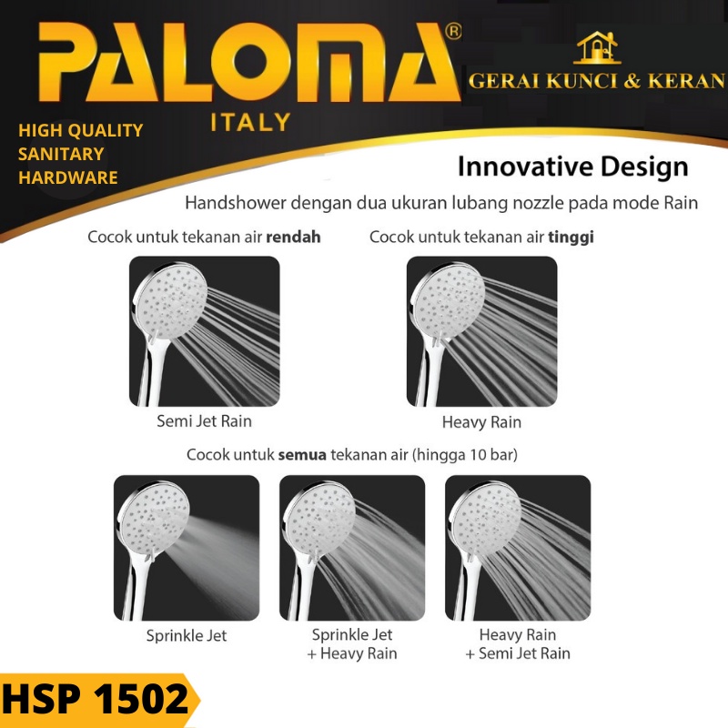 PALOMA HSP 1502 Hand Shower Mandi Handshower Head Kepala Sower ABS