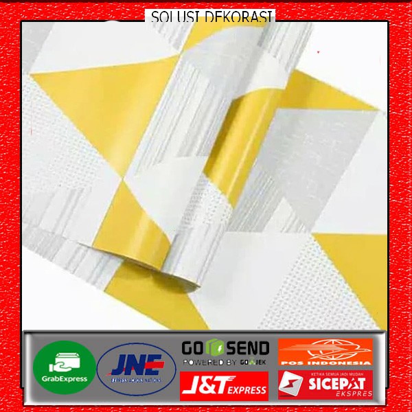 wallstiker dinding 45 cm x 10 meter | motif segitiga kuning | solusi dekorasi | anti air tahan lama