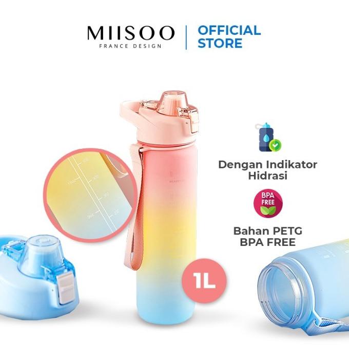 PNEUMATIC Botol Minum Tumbler Botol Motivasi 1000ML Gradient Gradasi