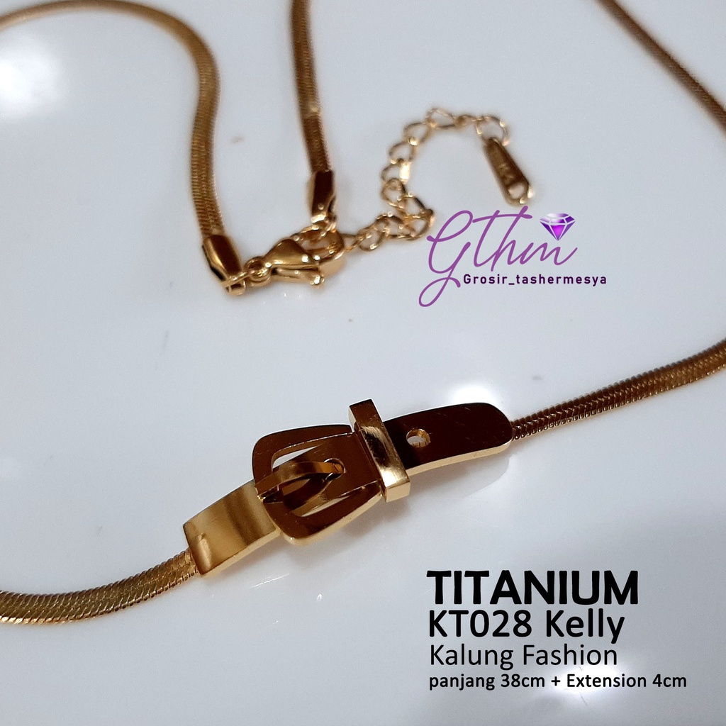 Kalung Titanium Branded Kelly Pipih Perhiasan Fashion Import Premium KT028 GTHM