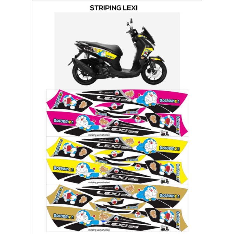 STRIPING LIS BODY MOTOR YAMAHA LEXY / LEXI /LEKSI STICKER MOTOR LEXI/LEXY DORAEMON