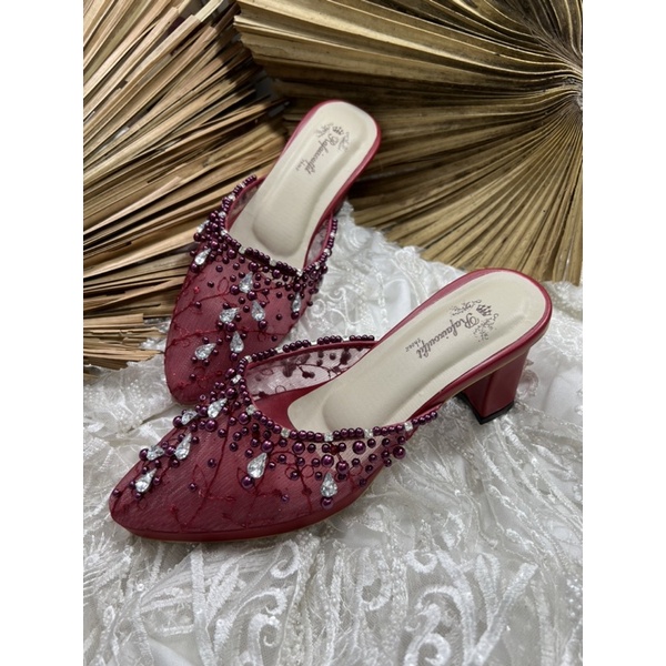 sepatu Rafaizoutfit sepatu sintya merah marron sepatu wedding sepatu cantik tinggi 7cm tahu