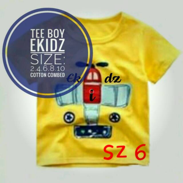 Kaos Anak Laki-laki Cotton Combed Ekidz Tee Boy size 6 Kuning Hijau
