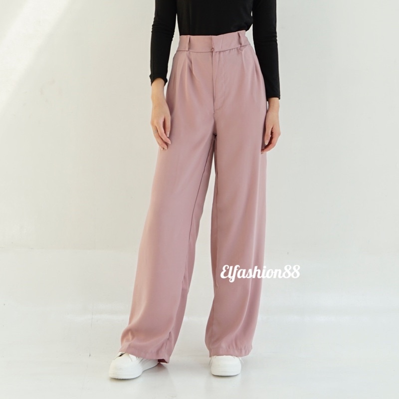 Celana Polyester Long Kulot Wanita || Highwaist Celana Kulot