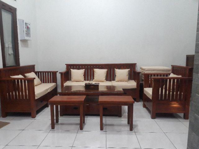 Set Kursi Tamu Minimalis Modern Kayu Jati Mebel Jepara