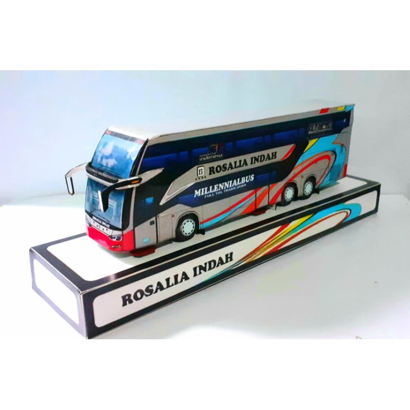 Miniatur Papercraft Bus ROSALIA INDAH. SDD(Doubel Decker).