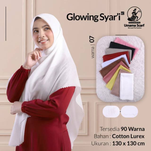 SEGIEMPAT GLOWING SYARI LC UMAMA SCARF / HIJAB JILBAB SQUARE GLOWING LUREX SYARI LASER CUT MURAH