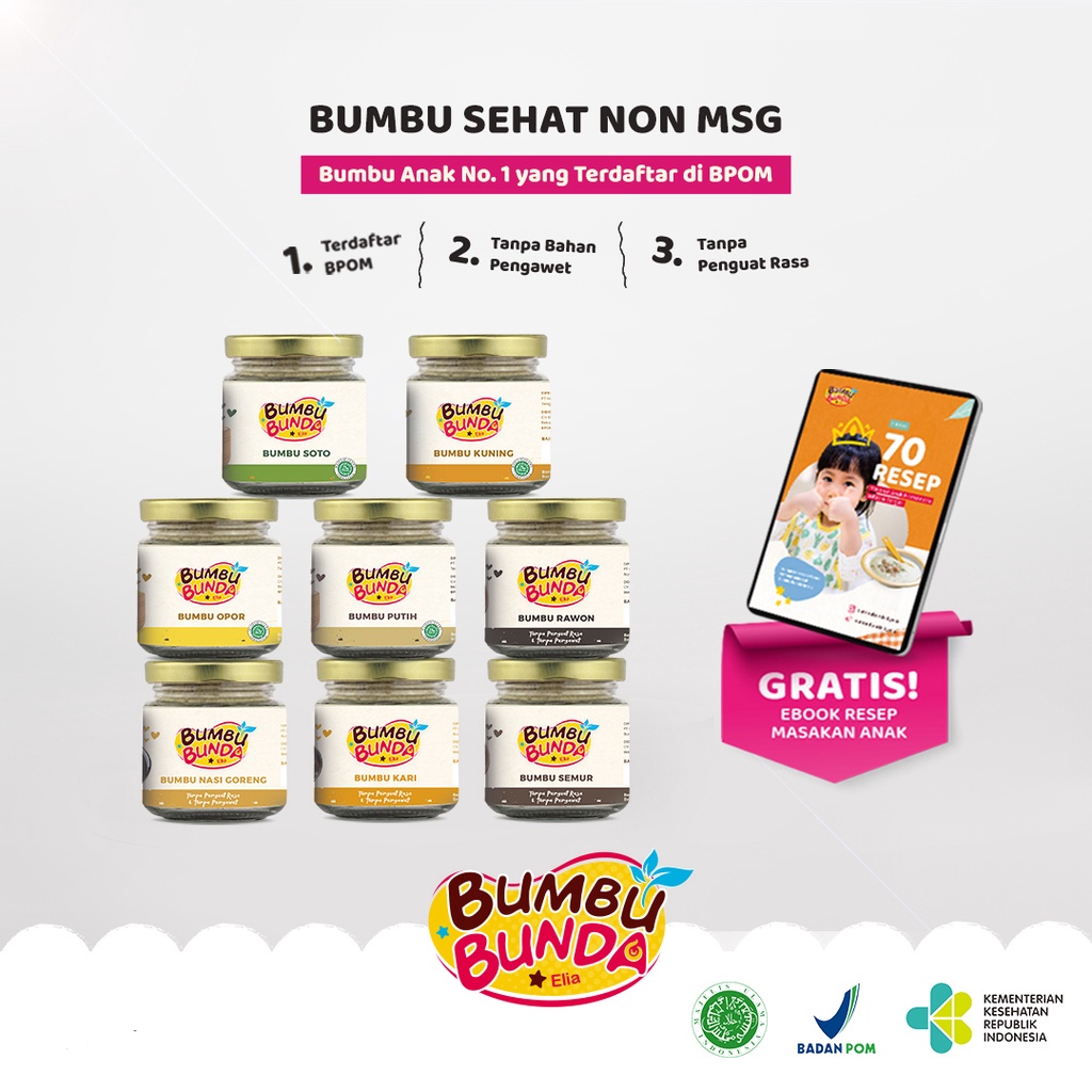 Bumbu Non MSG / Bumbu MPASI / Kaldu MPASI / Kaldu Bayi / Bumbu Bunda Elia BPOM