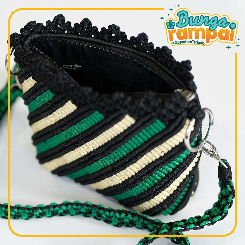 Tas Tali Kur Sedang Hitam Hijau Cream