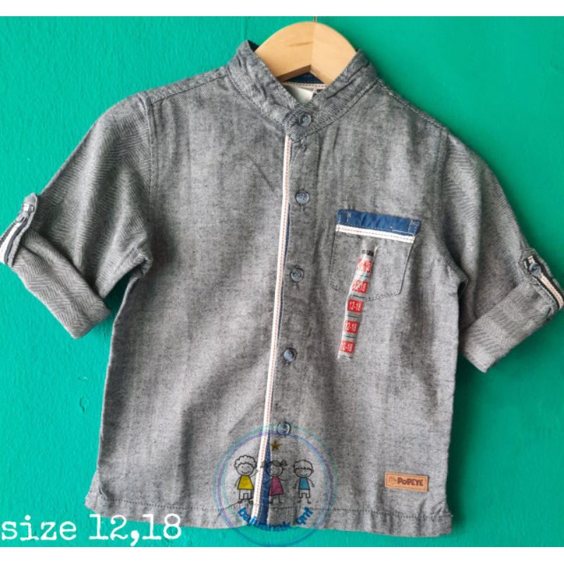 New Arrival Kemeja Koko Kemko Anak Popeye Flanel Abu