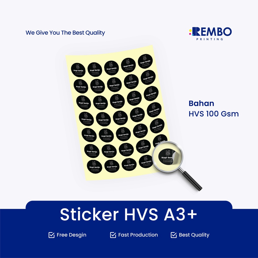 Stiker HVS BULAT / KOTAK A3+ Label Produk &amp; Online Shop