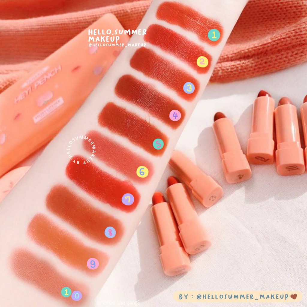 𝐌𝐀𝐓𝐓𝐄 𝐋𝐈𝐏𝐒𝐓𝐈𝐂𝐊 - TANAKO Hello Peach Hey! pench Velvet Matte Lipstick Set 10in1