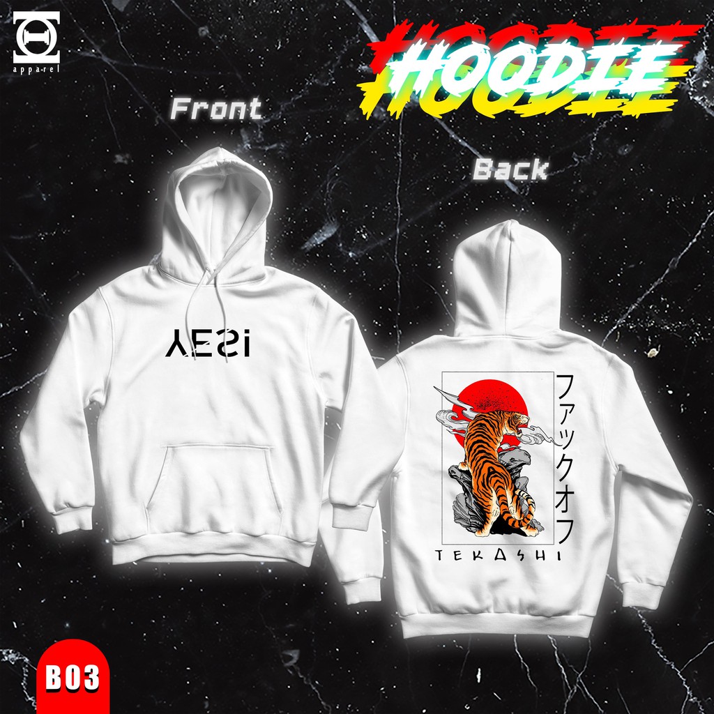 HOODIE PUTIH TEKASHI || HOODIE PUTIH PRIA || HOODIE PRIA
