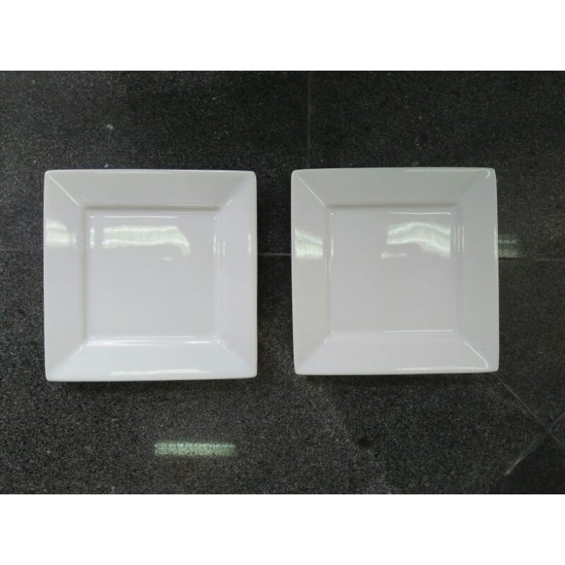 Piring Keramik Kotak Polos Uk 20x20 cm