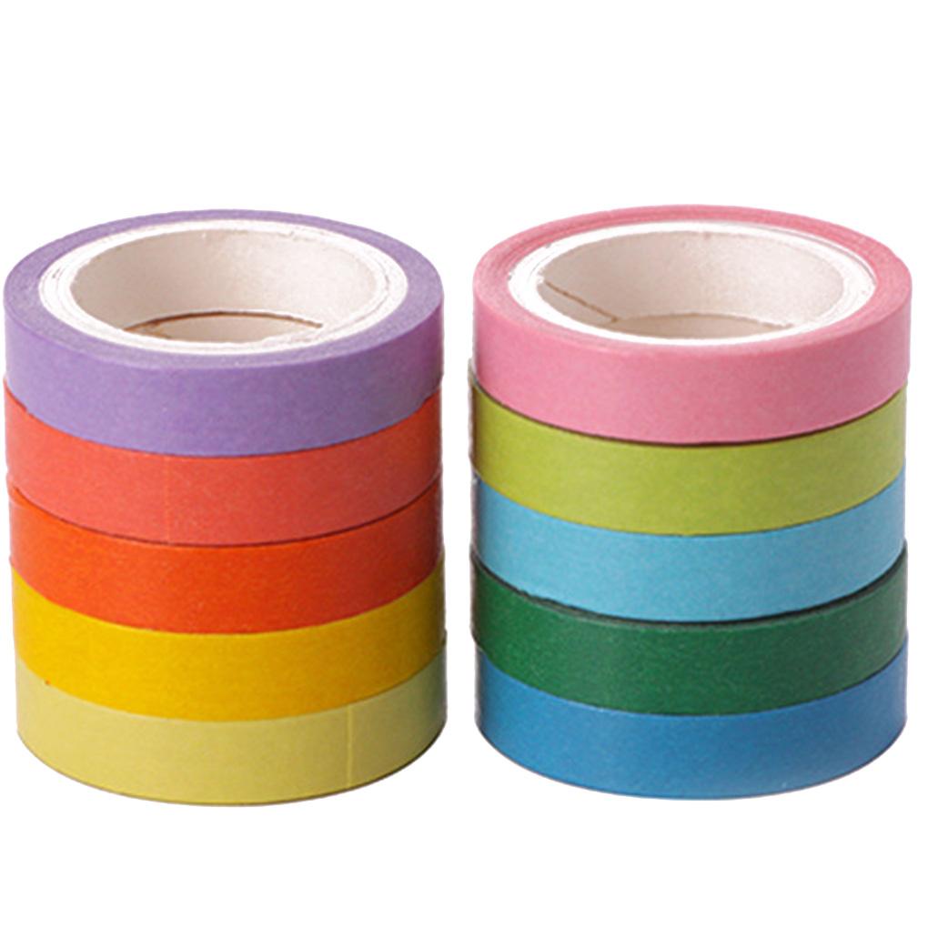 Huit 10pcs Warna Solid Kertas DIY Dekoratif Notebook Dairy Sticker Tape Ornamen Lengket