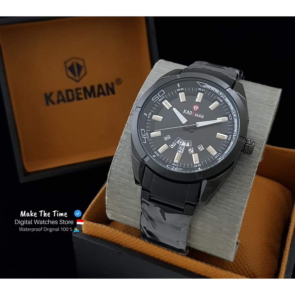 Jam Tangan Pria Original Kademan K6152 Tanggal Aktif Waterproof Rantai Stainless Steel Dove