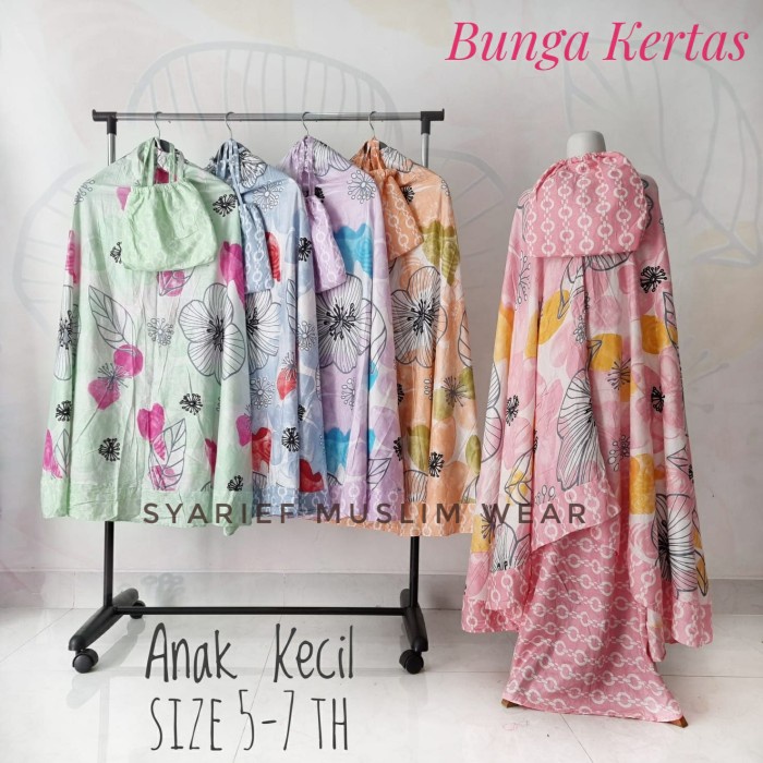 Mukena Anak Mukena Anak Katun Bali (Usia 5 - 7 Tahun) - Model Setelan - Ungu, Macan(T1T0) Mukena Ana