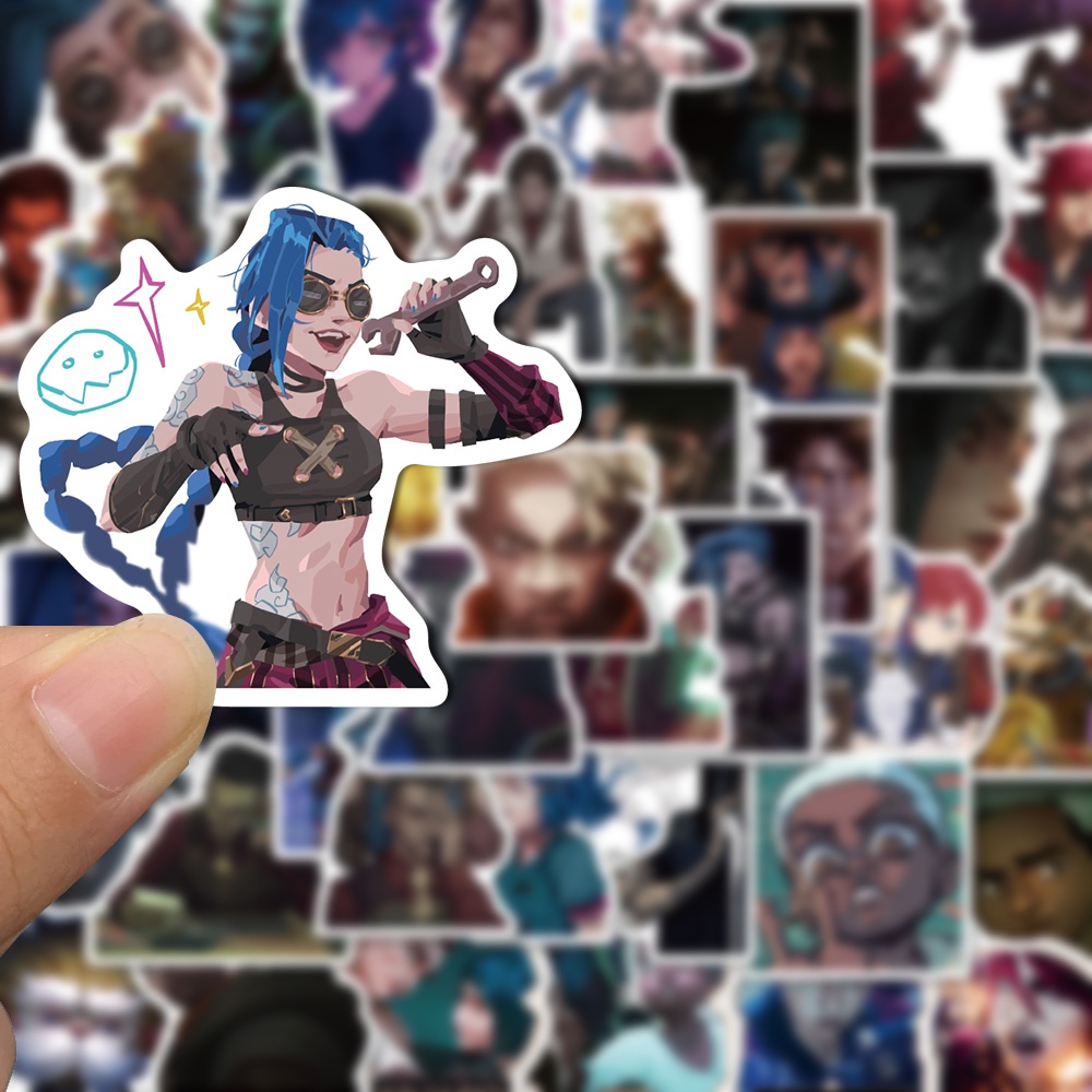 50 Pcs Stiker Motif Kartun League of Legends Arcane Tahan Air Untuk Dekorasi Komputer