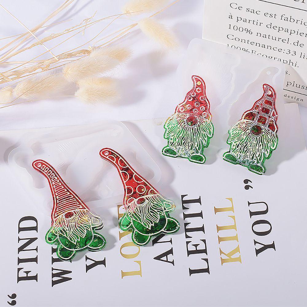 Preva Cetakan Santa Claus Bearded Keychain Tag Ornamen Natal Resin Mold