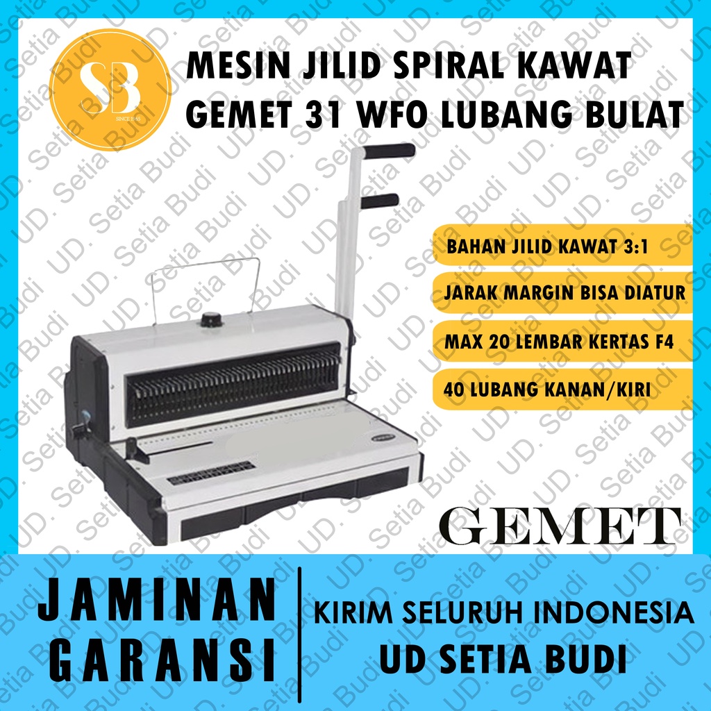 Mesin Jilid Spiral Kawat GEMET 31 WFO Asli dan Bergaransi