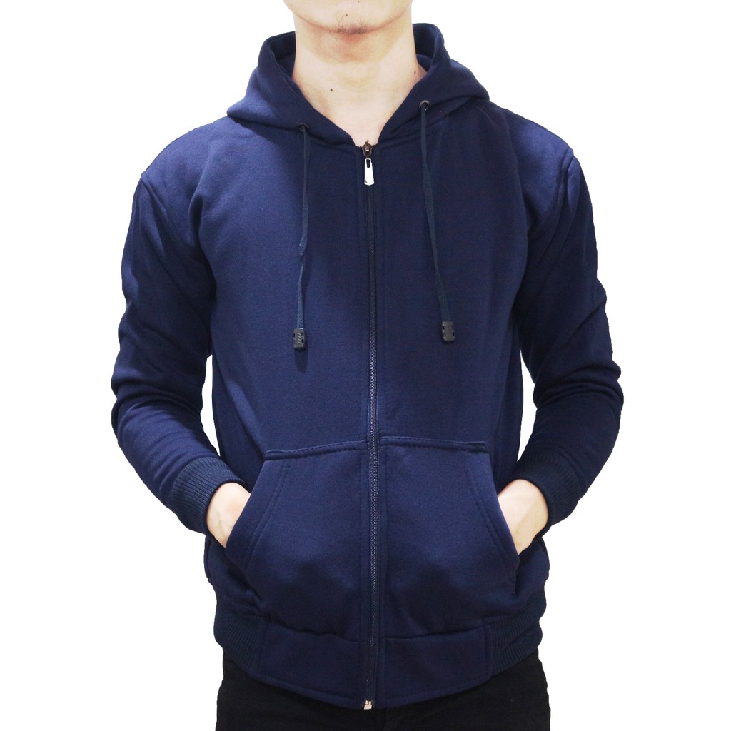  Jaket  Hoodie Zipper Polos Unisex Biru  Dongker  Navy 