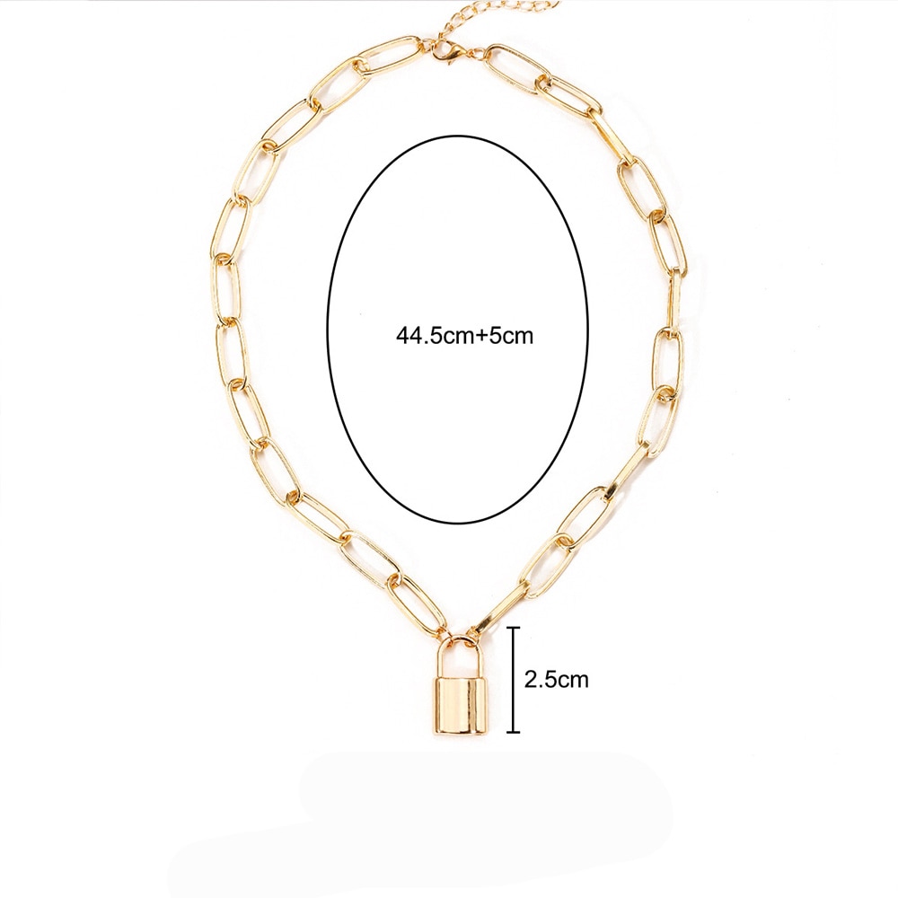 Kalung Rantai Liontin Gembok Gaya Punk Gothic Untuk Pria Dan Wanita