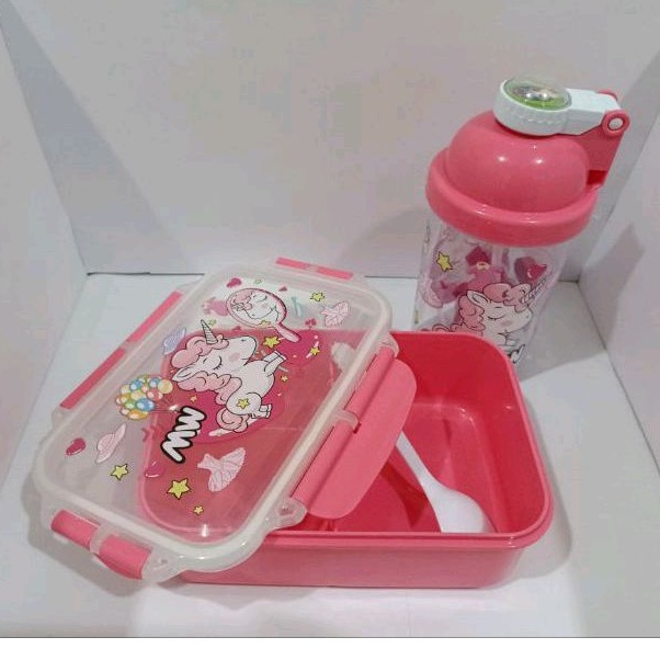 Kotak Bekal Makan Set Botol Minum/Wadah Makan Set Botol Minum Karakter