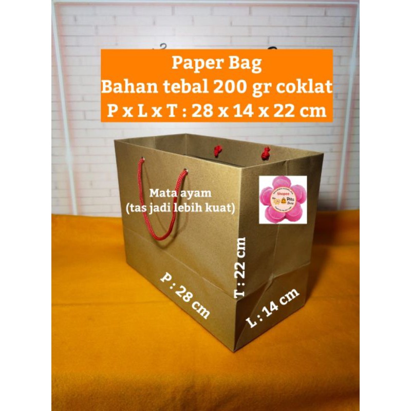 

Paper Bag Coklat Tebal ( P x L x T : 28 x 14 x 22 CM )