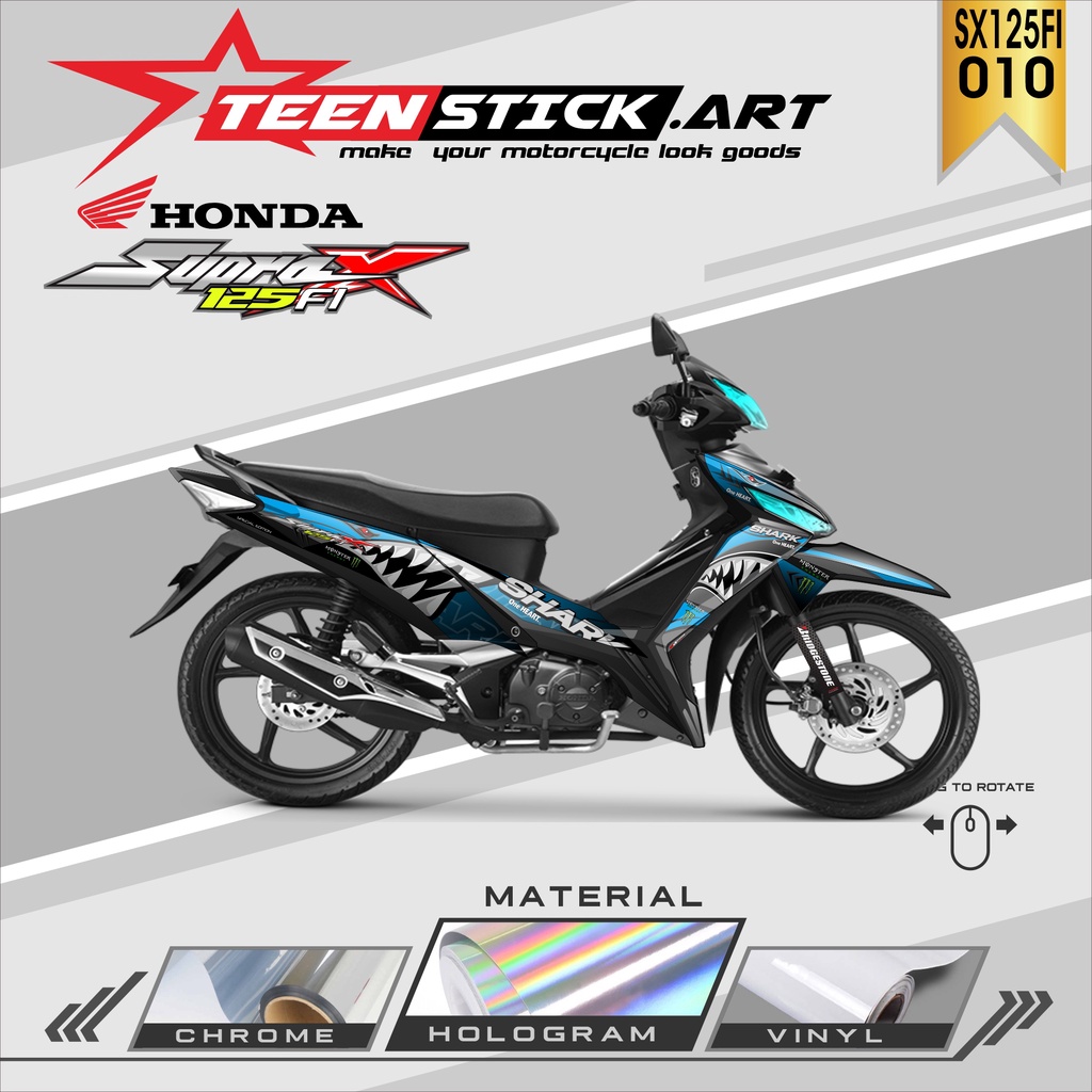 STRIPING SUPRA X 125 FI- STRIPING VARIASI HOLOGRAM HONDA SUPRA X 125 FI SHARK TN 010