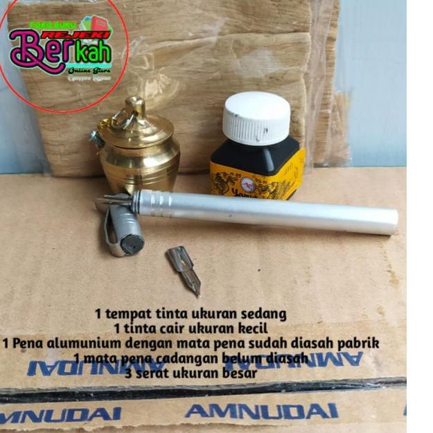 

LANGSUNG KIRIM.. satu set paket hemat peralatan menulis lengkap Pena tutul pena celup lugot lafadz qalam kalam pentul mata pena Bak wadah tinta mangsi yamura aras serat ares mata pena