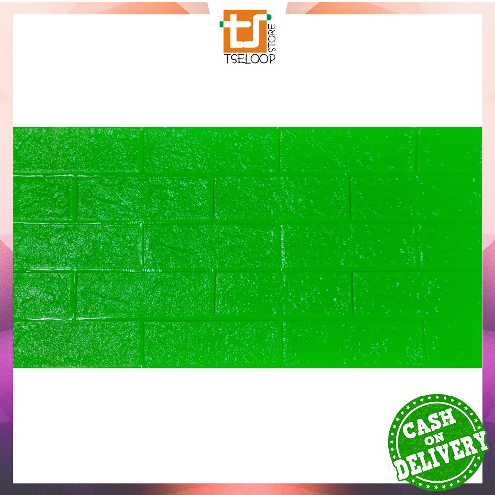 OFM-C206 Wallpaper Dinding Foam 3D Kecil Motif Batu Bata / Walpaper Stiker Dinding Dekorasi Kamar-Batu Bata HIJAU