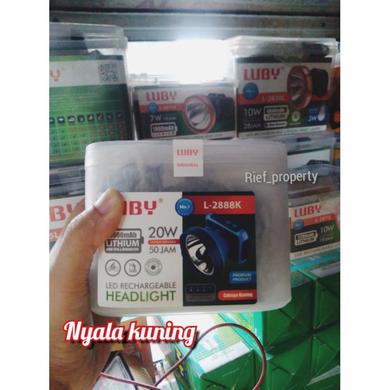 Senter kepala luby L-2888K nyala kuning baterai 8000mah