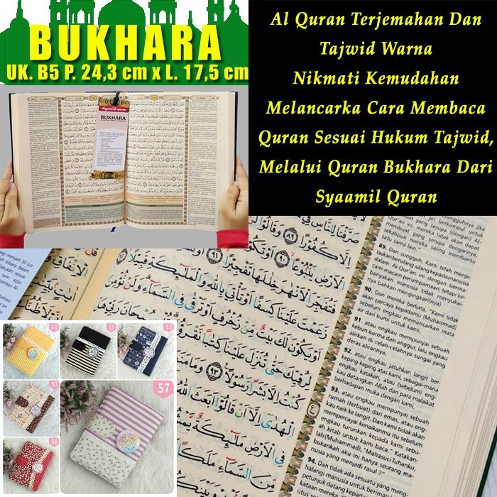 BISA COD GARANSI ALQ27 Al Quran Sampul - Mushaf Bukhara Tajwid Warna Terjemah an Cover B5