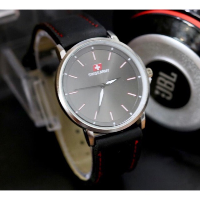 Jam Tangan Pria plat polos tali kulit