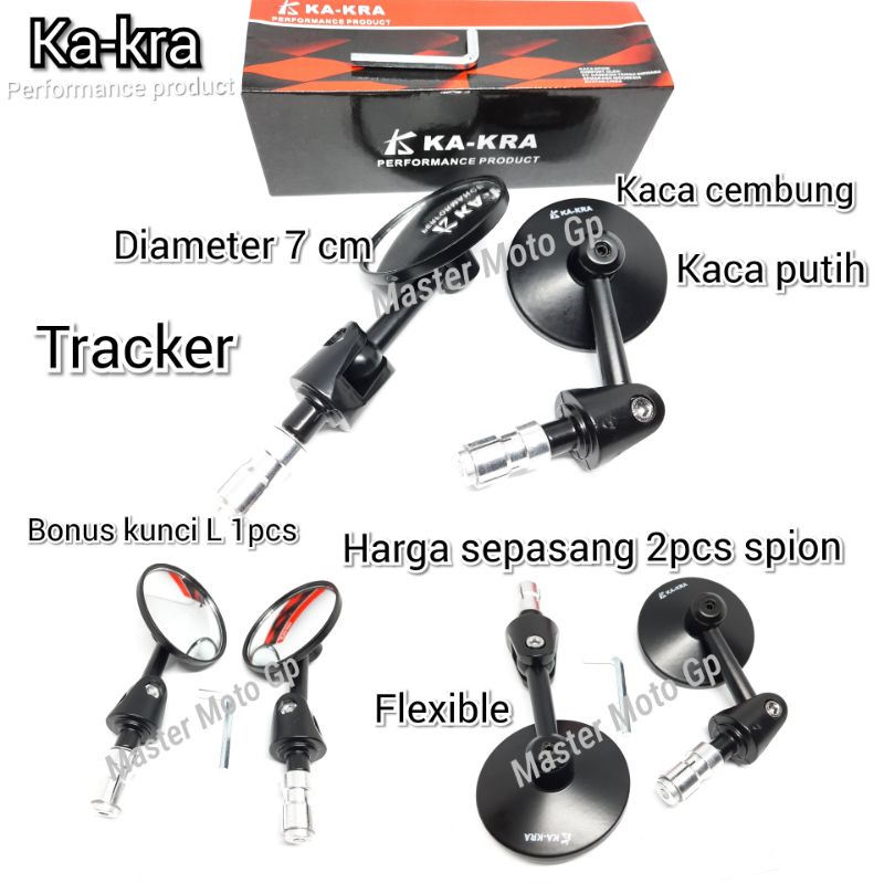 Spion jalu bulat flexible kaca cembung Spion Bar end Tracker Ka-kra kaca putih