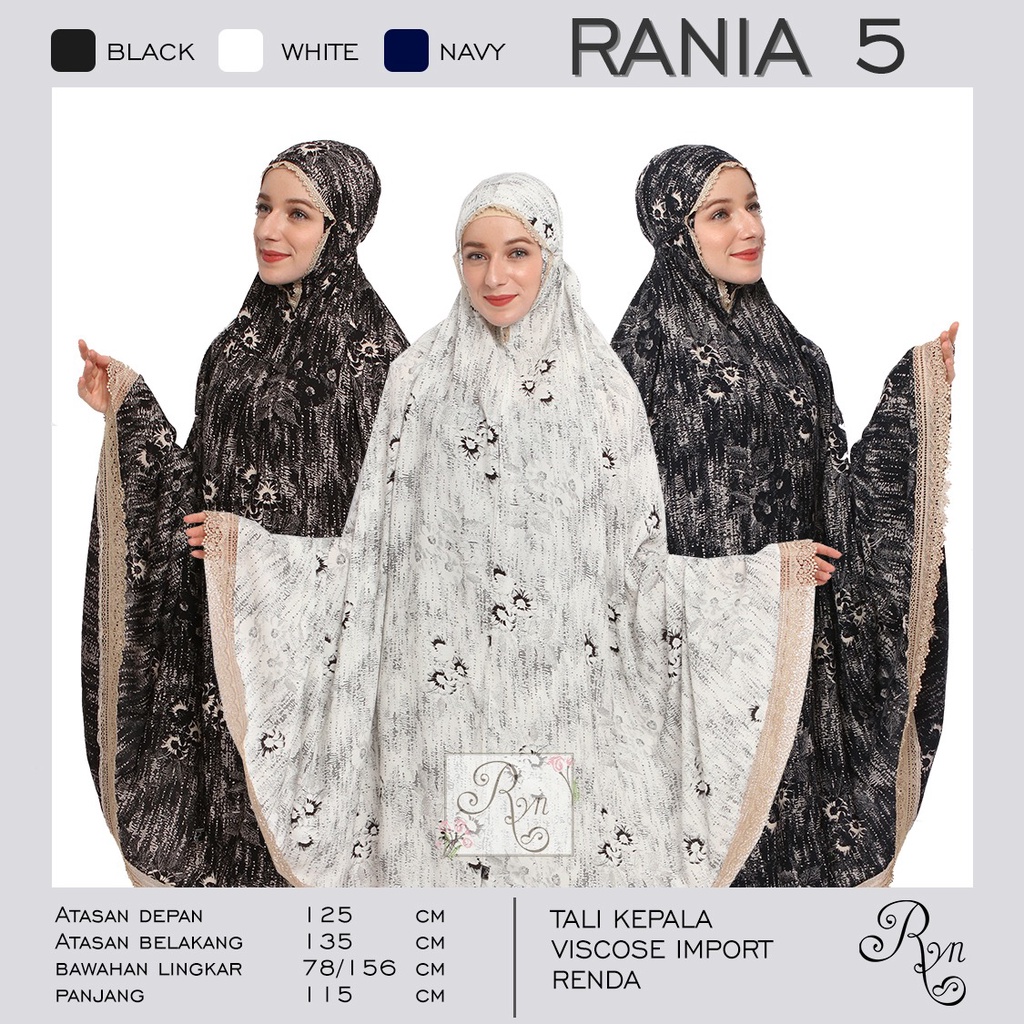 𝐑𝐲𝐧 𝐑𝐚𝐲𝐲𝐚𝐧 𝐎𝐟𝐟𝐢𝐜𝐢𝐚𝐥 | Mukena Rayyan Rania 5 Series | Mukena Dewasa Travelling Black White Viscose Su