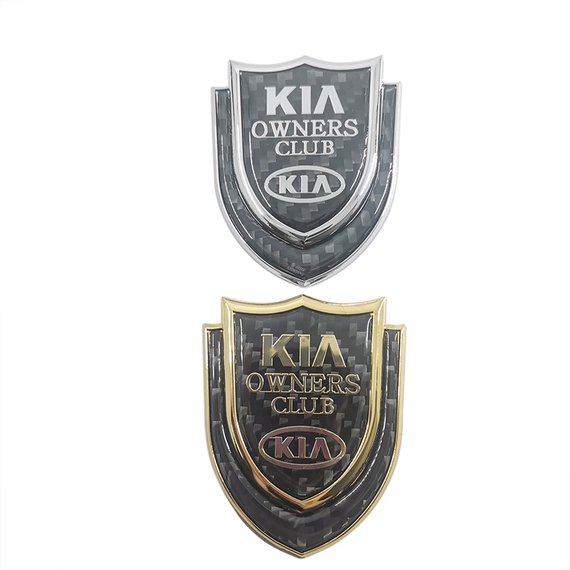 1pc Stiker Emblem Logo KIA Owners Club Bahan Metal Carbon Fiber Untuk Dekorasi Mobil