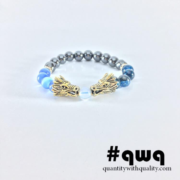 Gelang Batu Cowok Cewek (blue agate and blue cat eye) - DRAGON